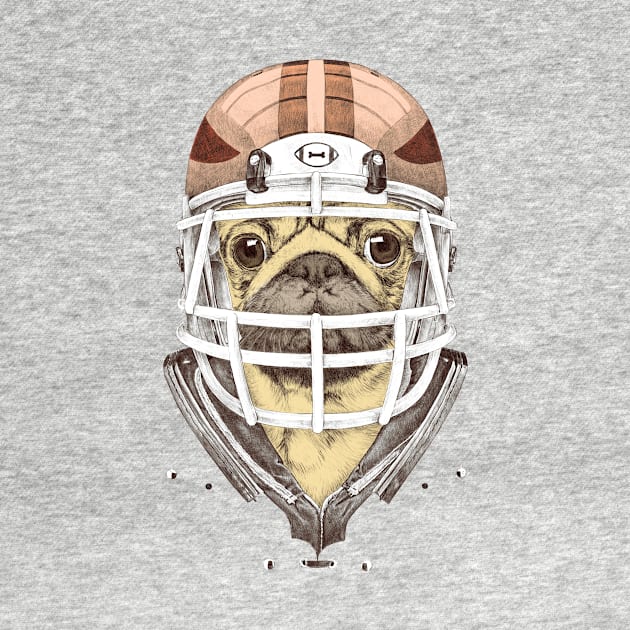 American Pug Football Yellow by ronnkools